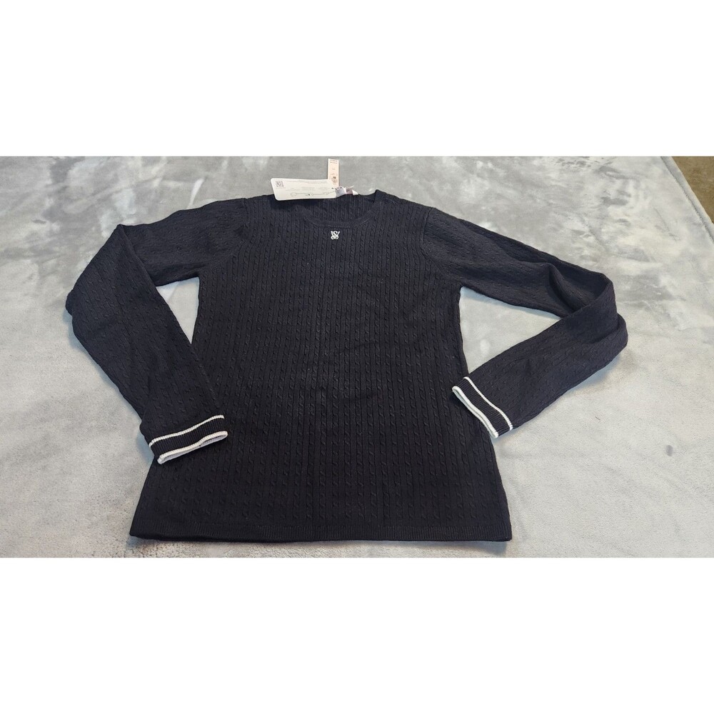NWT Victoria's Secret Women's Medium Black Luxe Cable Knit Crewneck